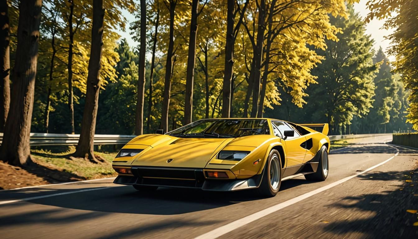 Lamborghini Countach LP400 on Monza, Digital Art