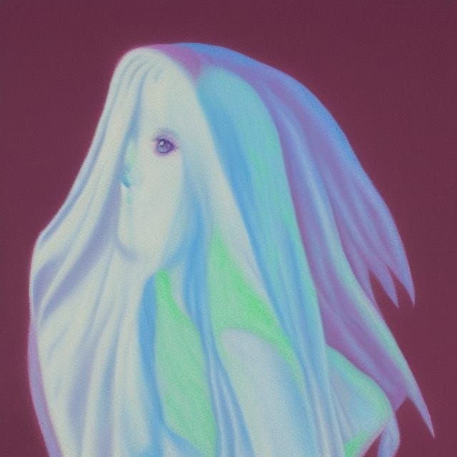 Pastel Ghost Pixel Art Gouache Painting