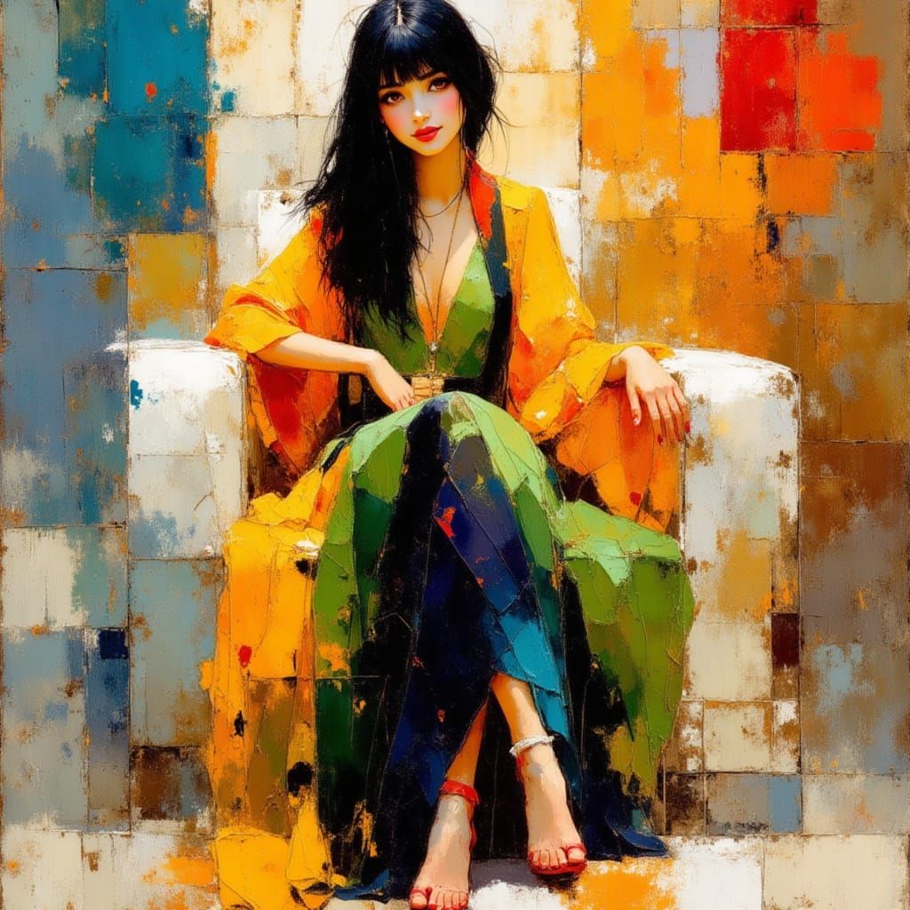 Exotic Middle Eastern Goddess in Vibrant Watercolor