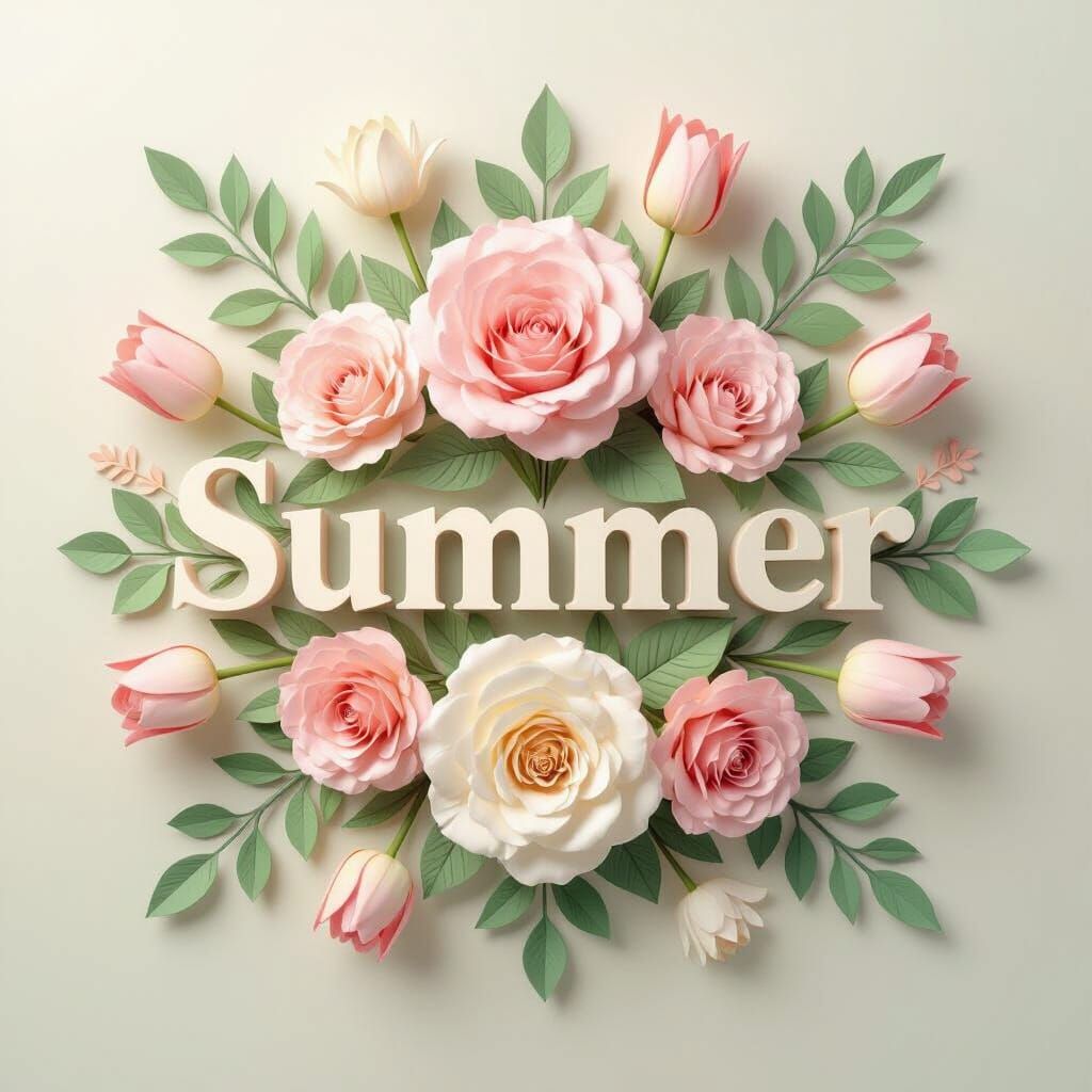 Pastel Floral Arrangement for Mother's Day with 3D Text