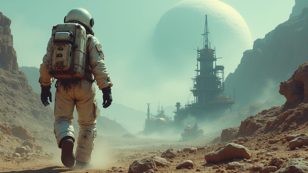 Space Miner in a Post-Apocalyptic Landscape