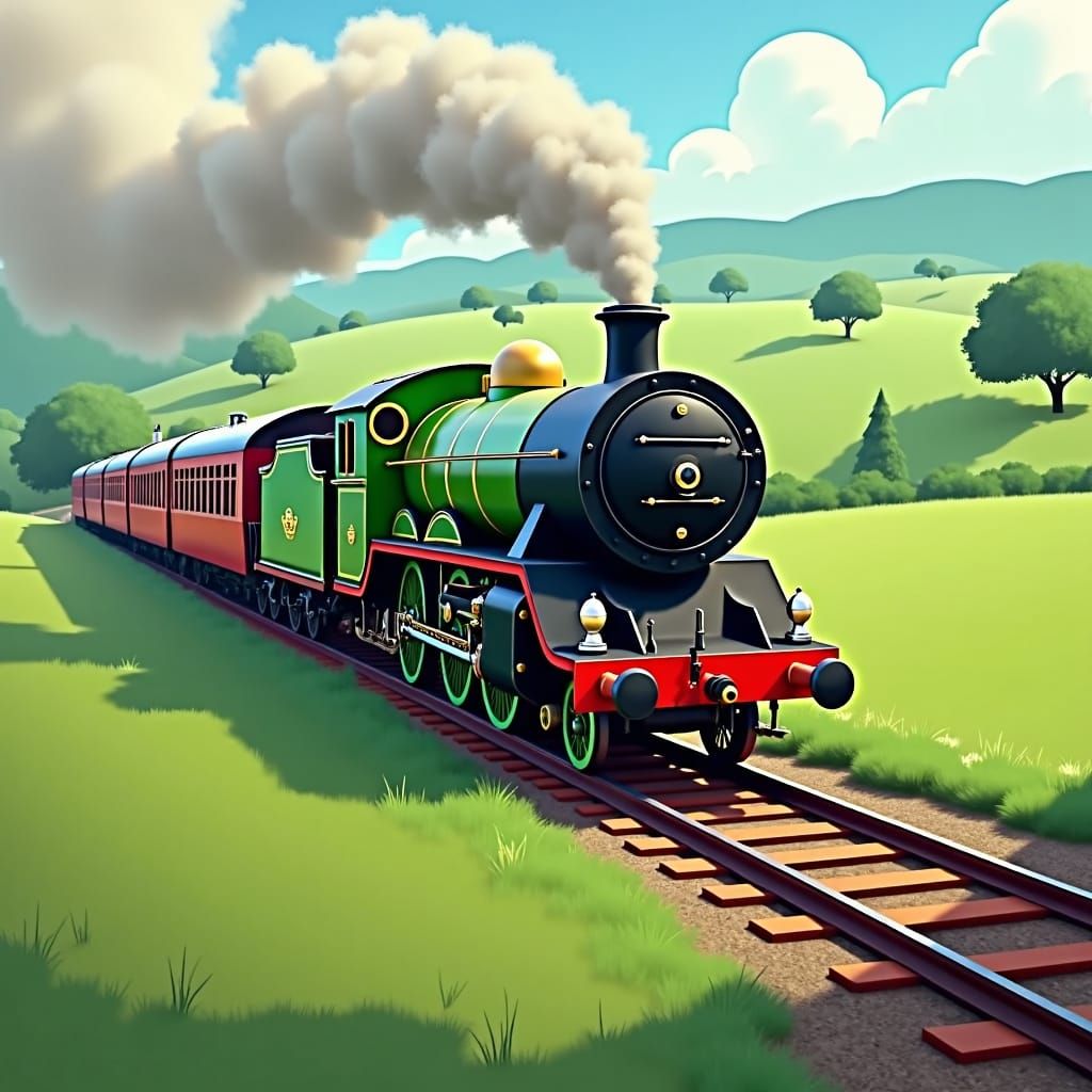 Flying Scotsman Train in Disney Anime Style