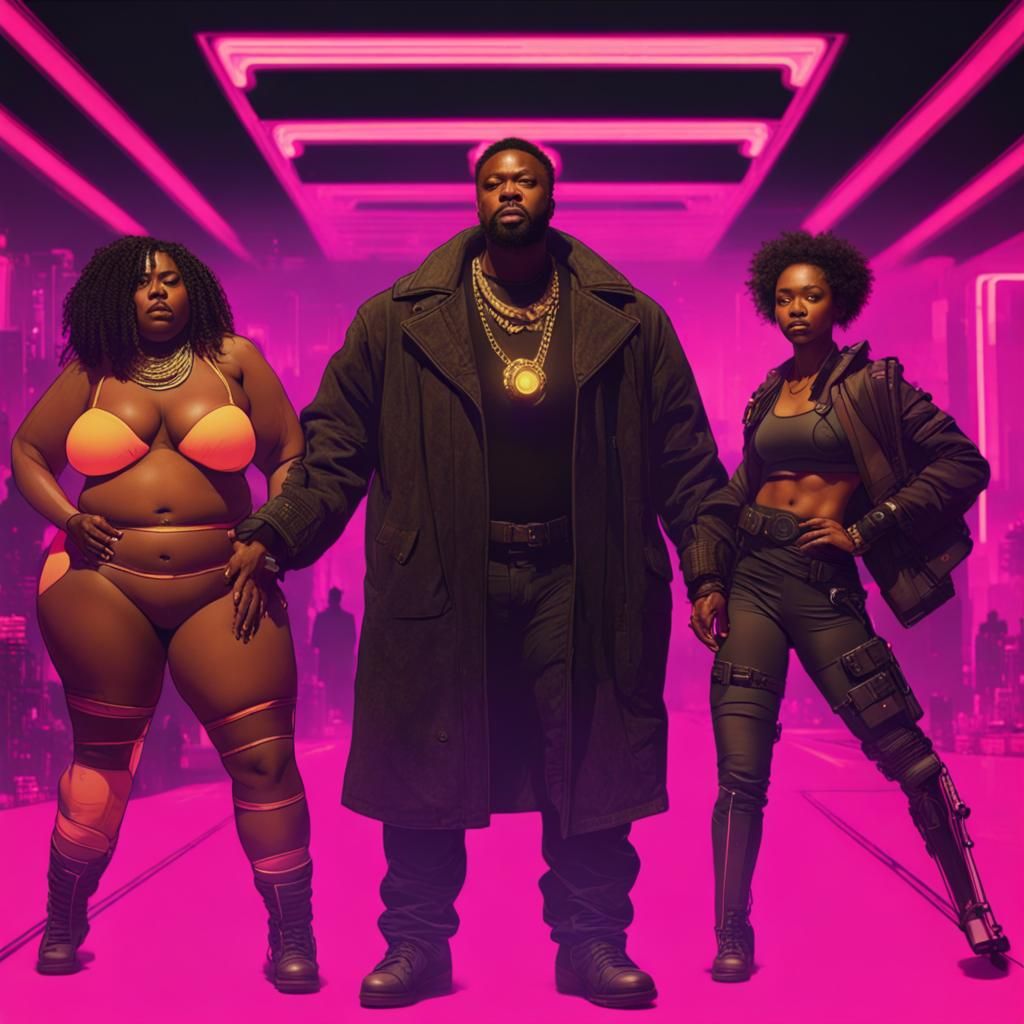 Afrofuturist Cyberpunk Party with Sound System in 8K