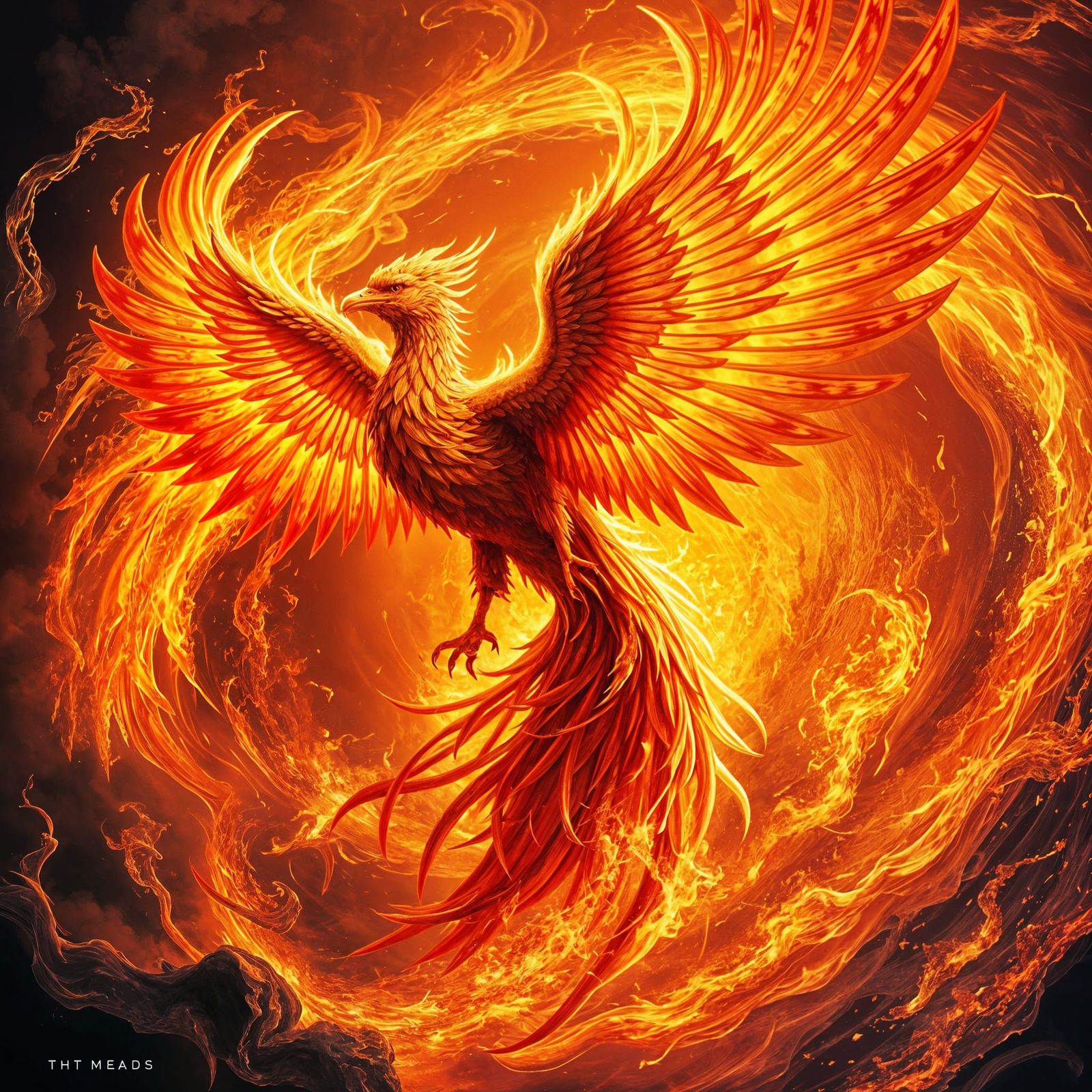 Phoenix Rising from Fire: A Fiery Spectacle