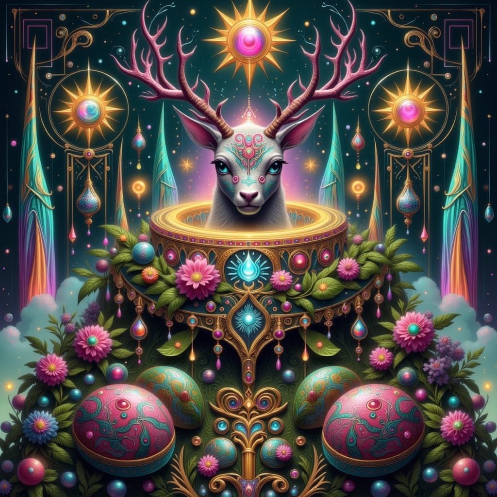 Majestic Aztec Fae in Rhodolite Encrusted Ibex with Byzantin...