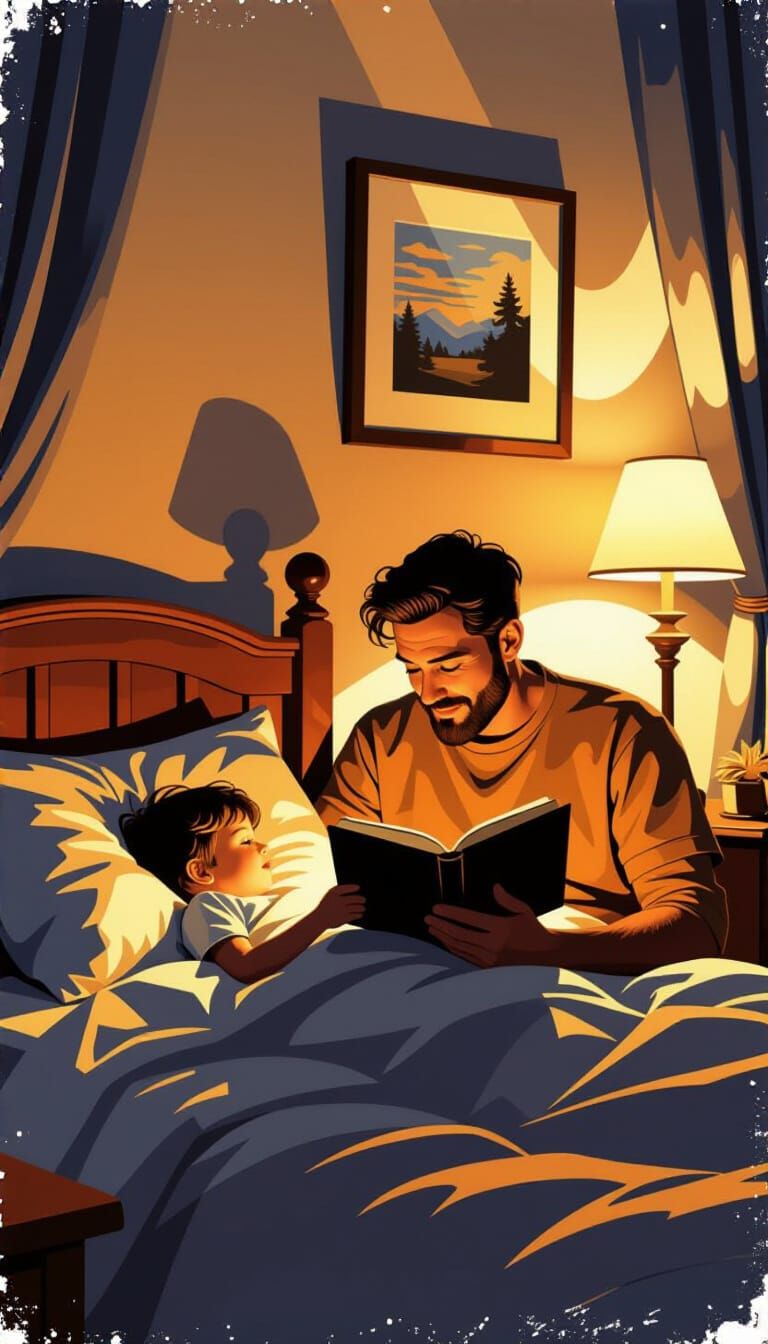 Cozy Bedtime Story in Matte Painting Style