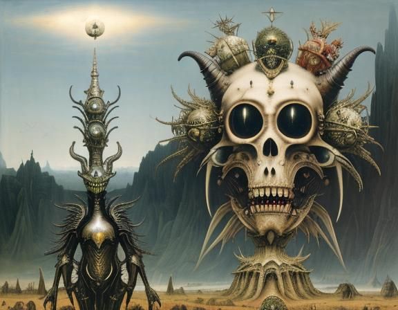 Surreal Monster Landscape Inspired by Giger