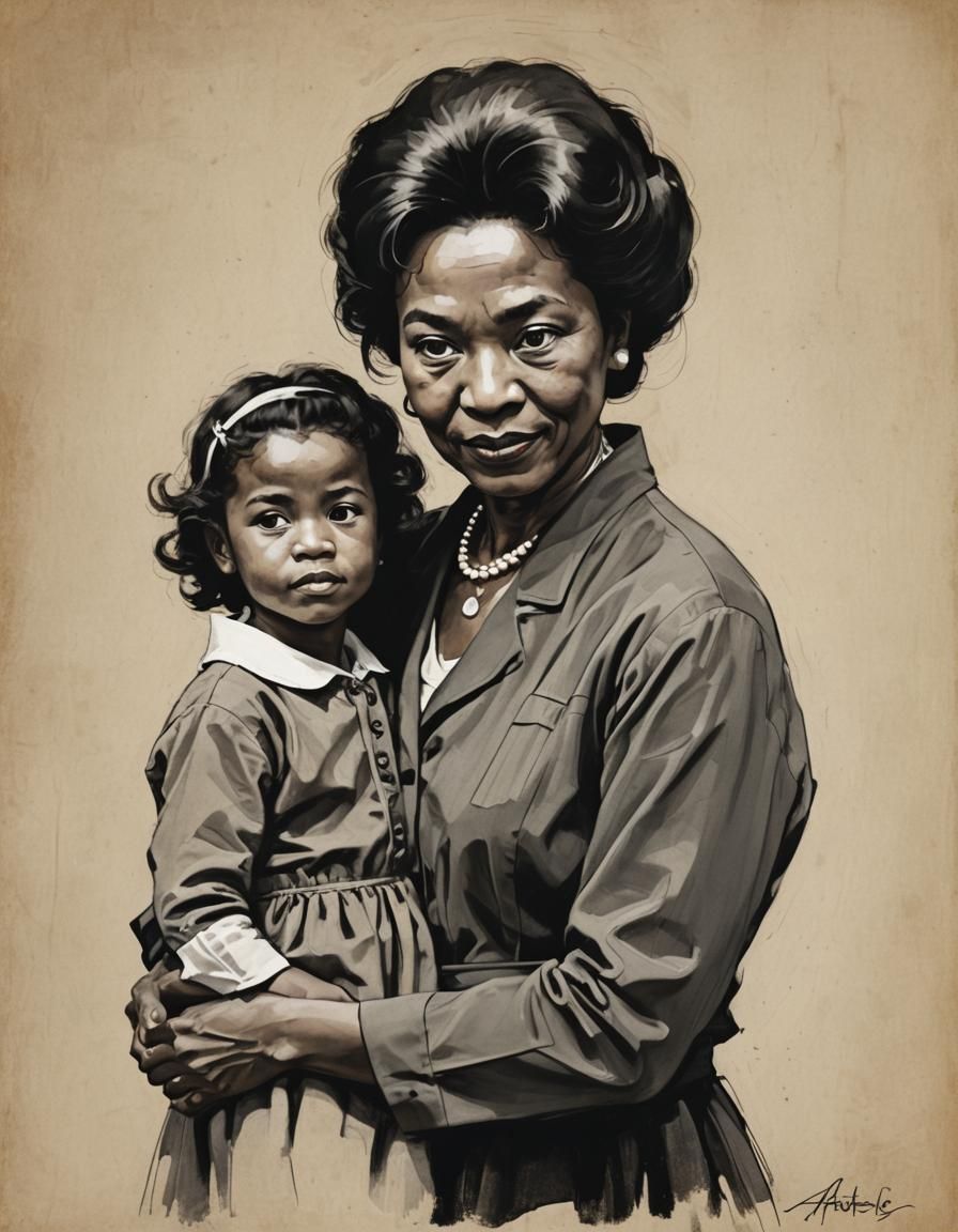 Figurative Art: Mother in Animated Style