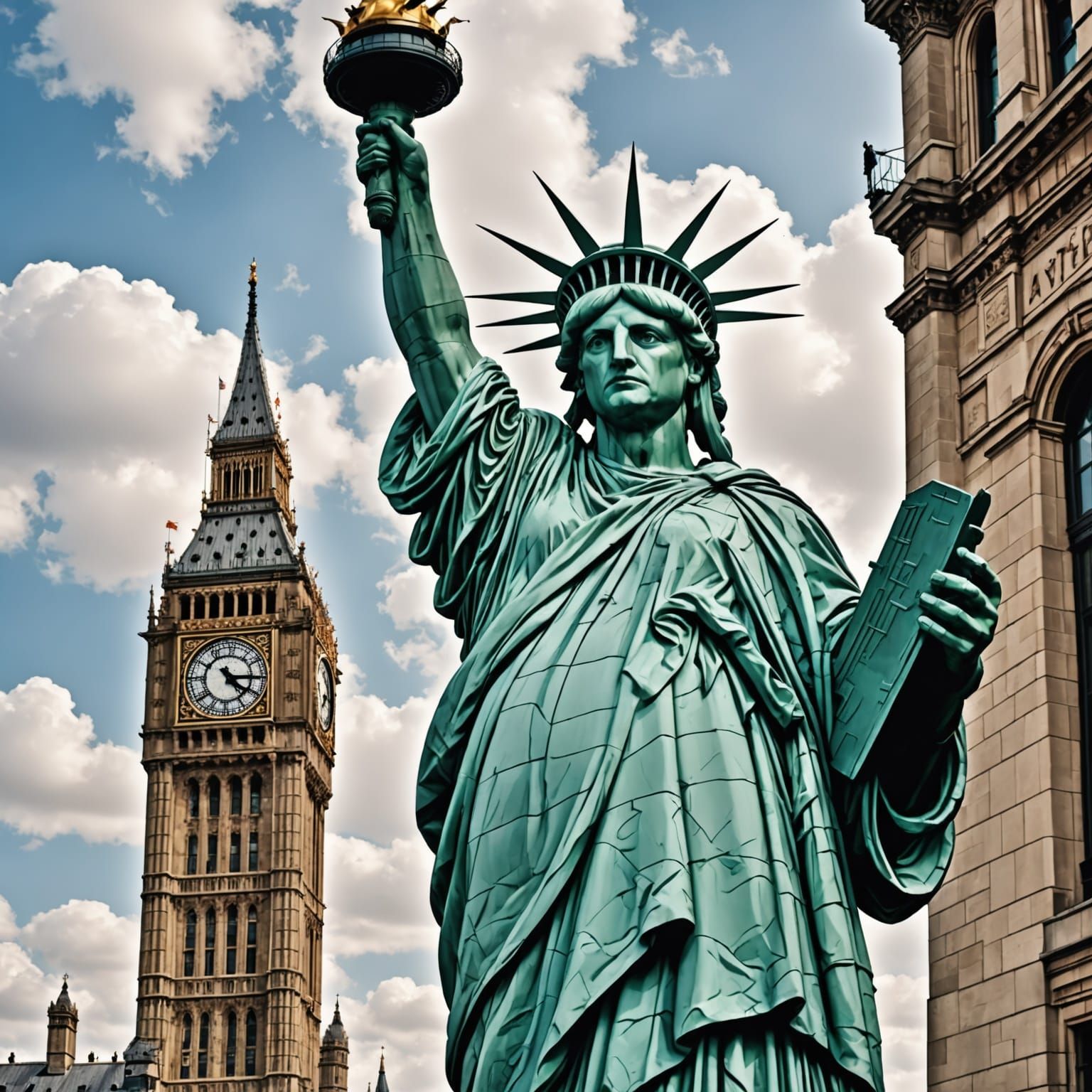 Graffiti Artist Tags Liberty Statue on Big Ben