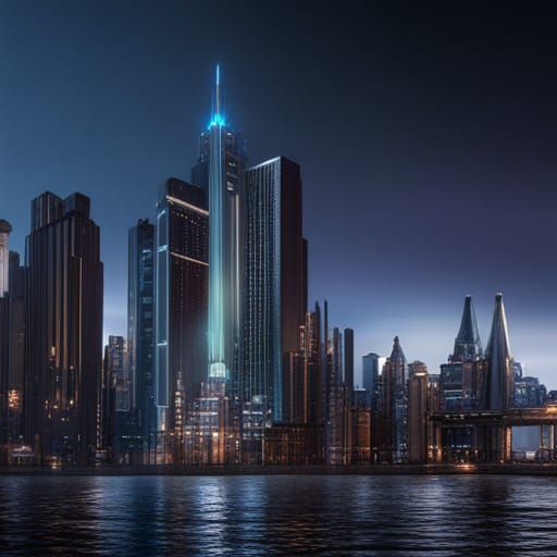 Detailed New York City Skyline in Matte Painting Style