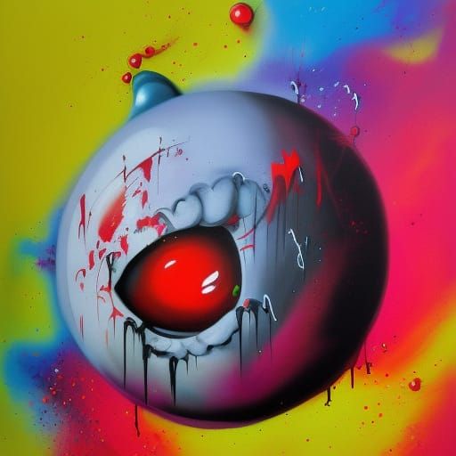 Menacing Orb in Graffiti Splash Art Style