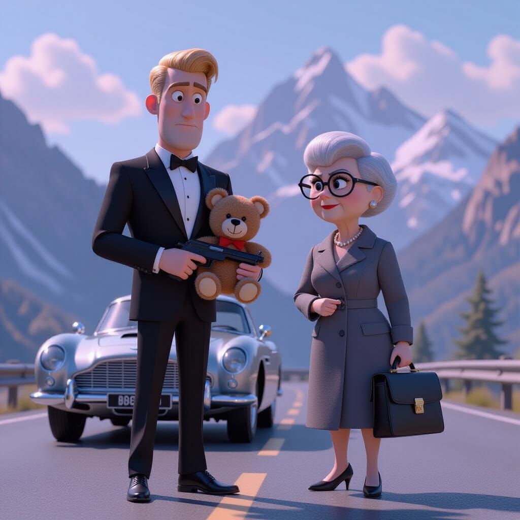 Pixar Style: Grumpy Woman and Bond