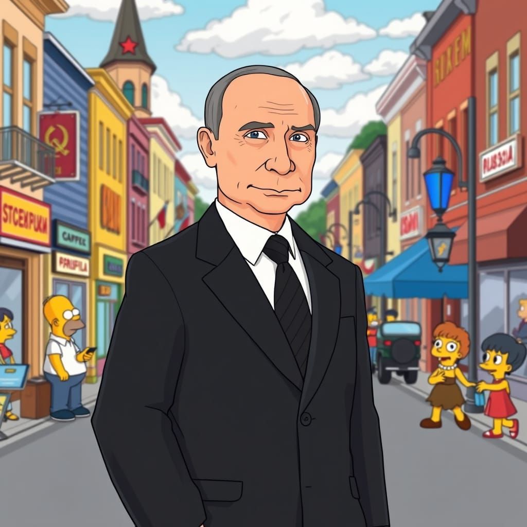 Putin Embodies Simpsons Spirit in Bold, Colorful Springfield
