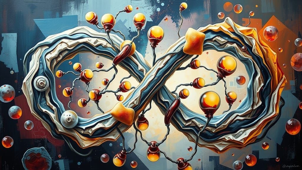 Abstract expressionist approach with infinity symbol emergin...