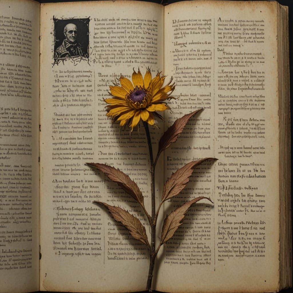Sinister Dried Flower Pressed in Book