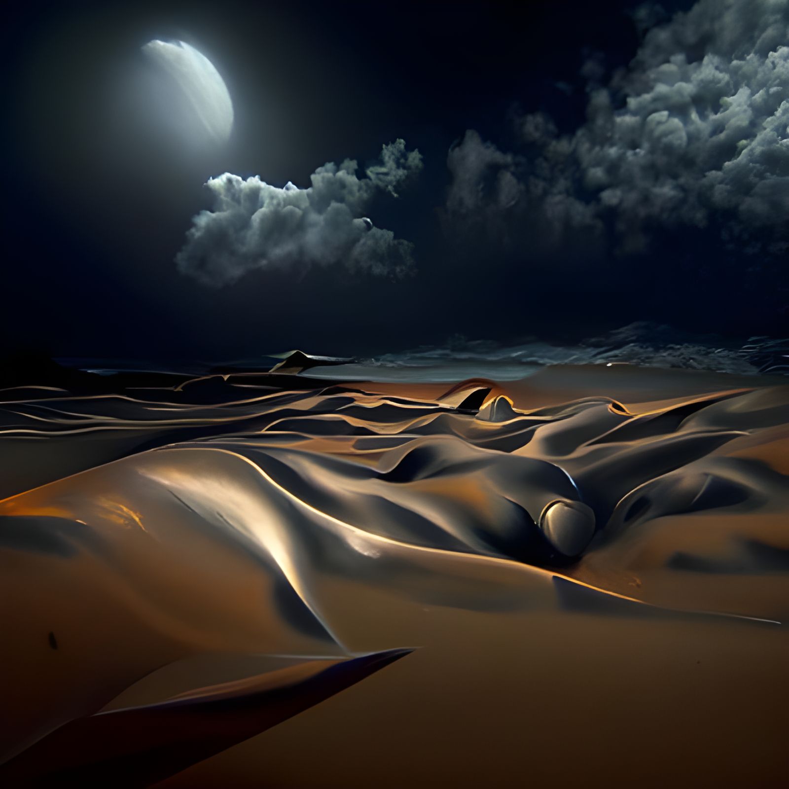 Sinister Night: Detailed Sand Dunes in Photorealism