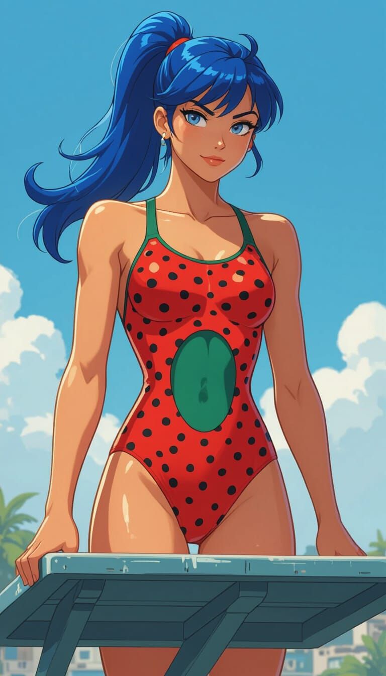 Competitive High Diver Ready to Leap