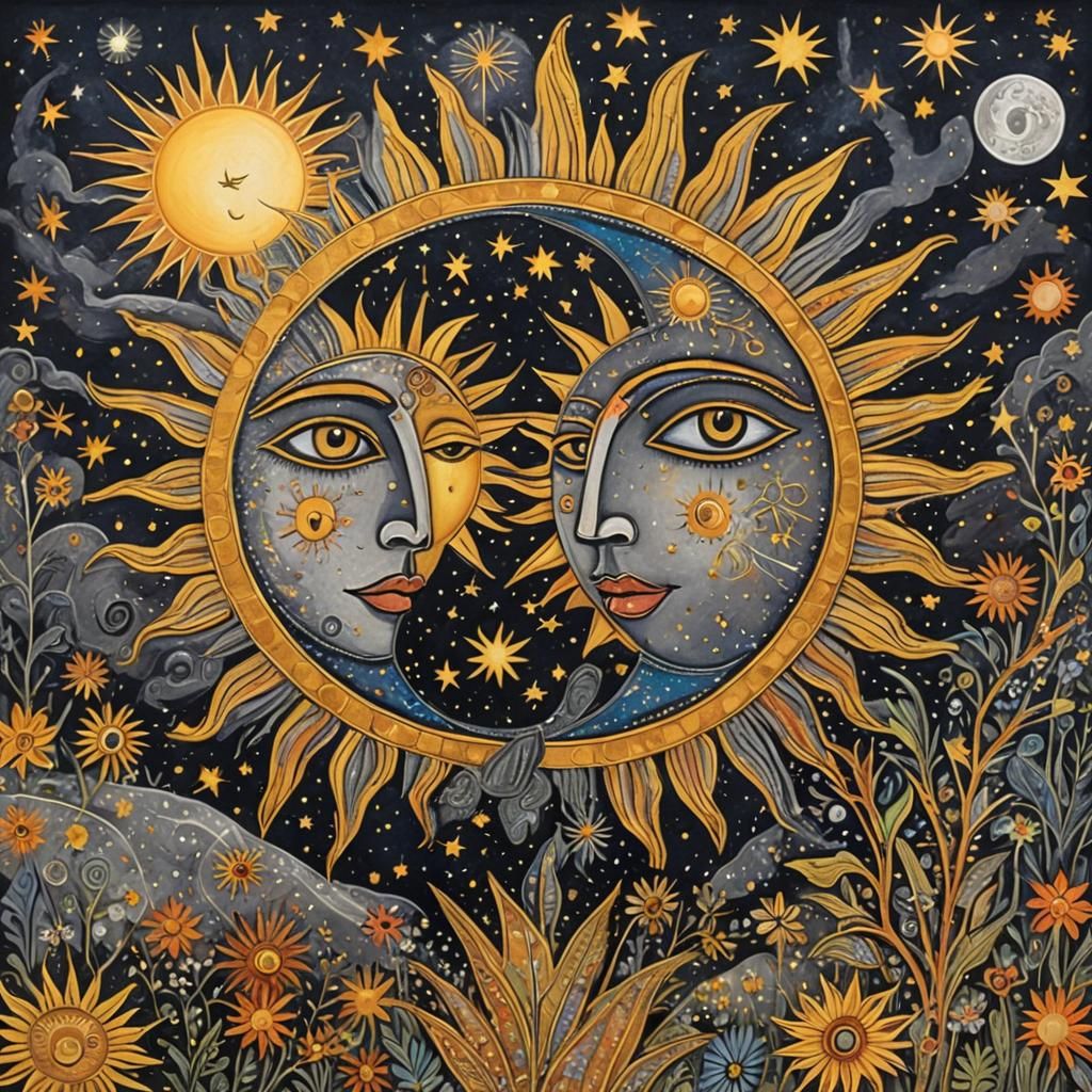 Celestial Dance: Sun, Moon, and Stars in Art Brut