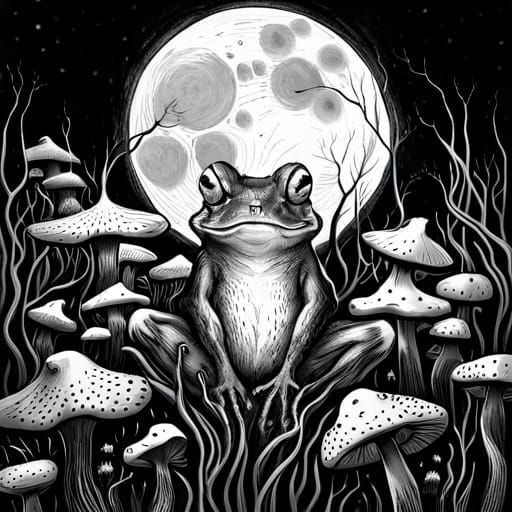 Frog Amongst the Mushrooms 3