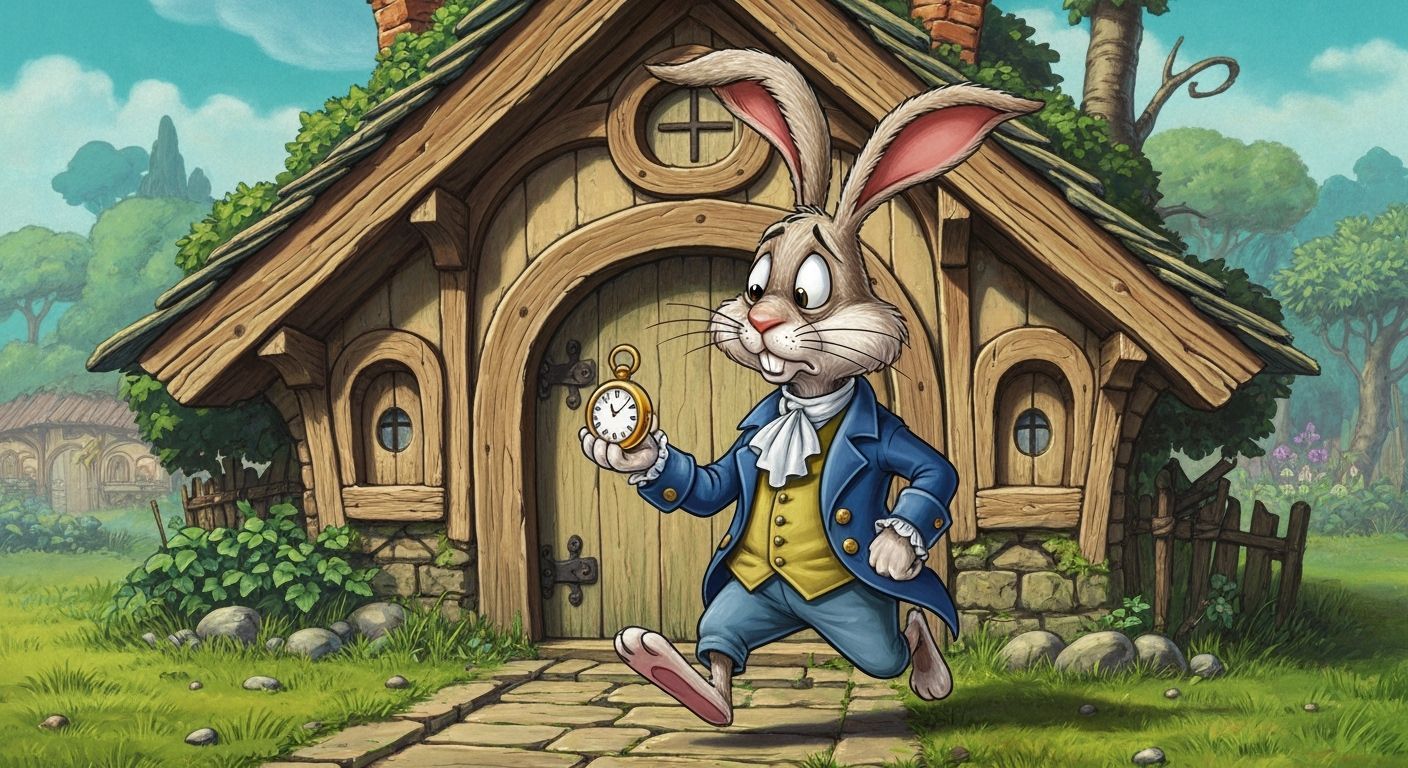 Rabbit Dandy Late for Work in Ren and Stimpy Style