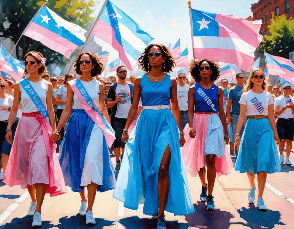 Transgender Pride Protest in Hyperrealistic Acrylic Painting