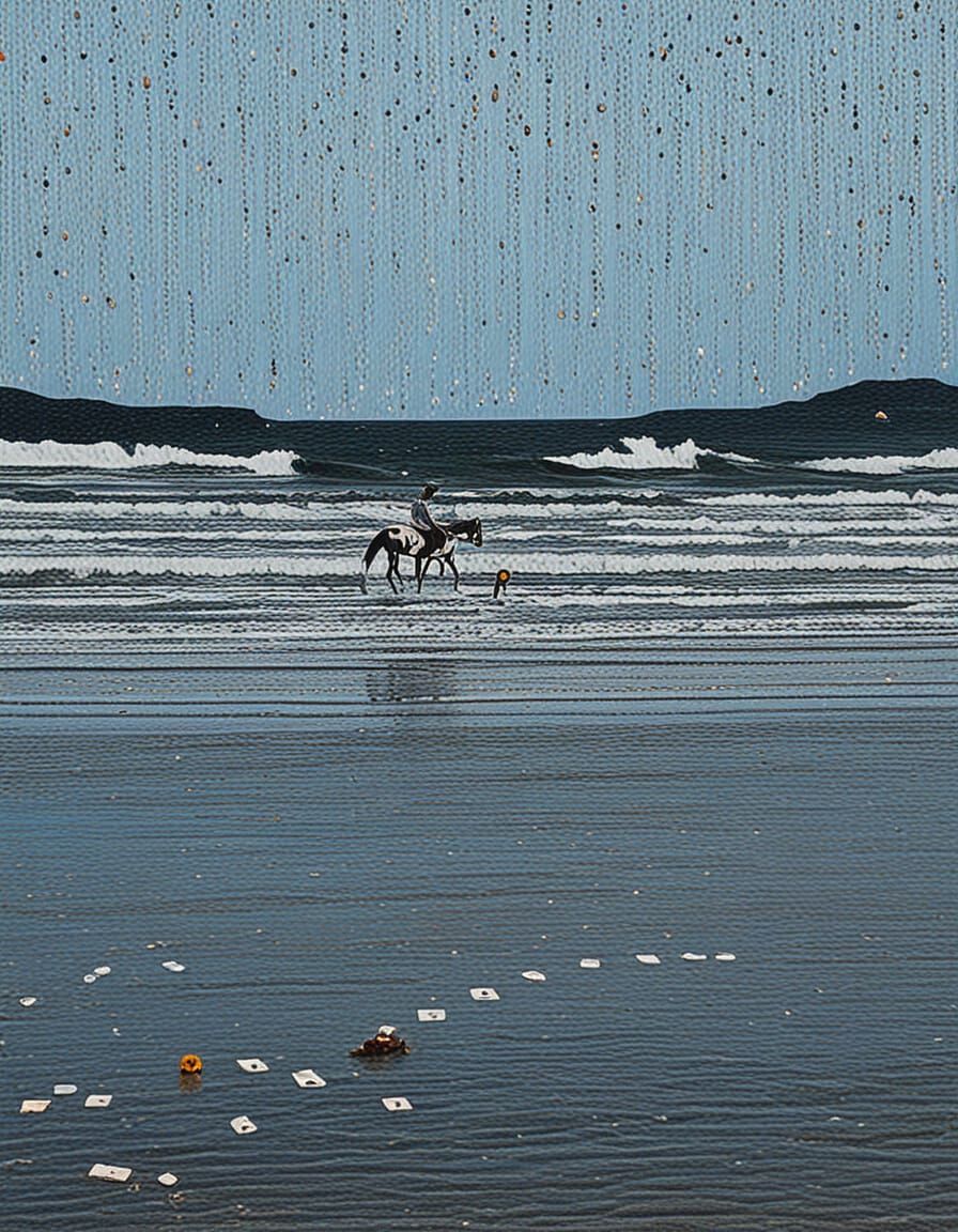 Cowboy Scrabble Master Amidst Floral Skies and Oceanic Alpha...