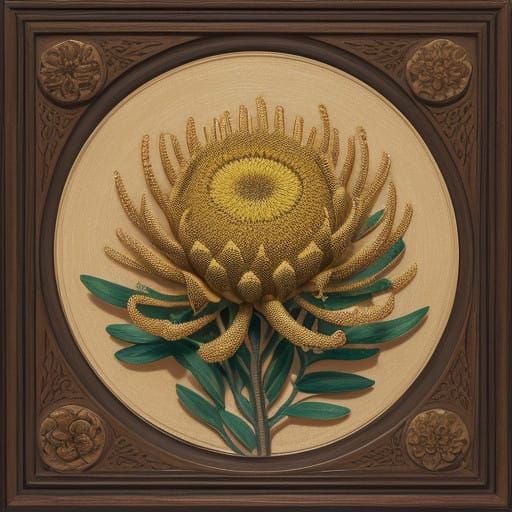 Vibrant King Protea Blooms Against Warm Savannah Hues