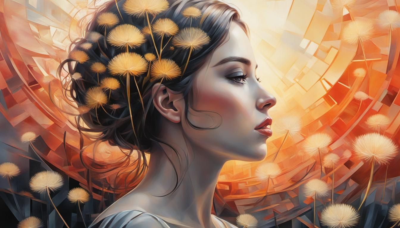 5 pictures (4): I took some more pictures of a pretty lady and the dandelions. I am fascinated by dandelions.