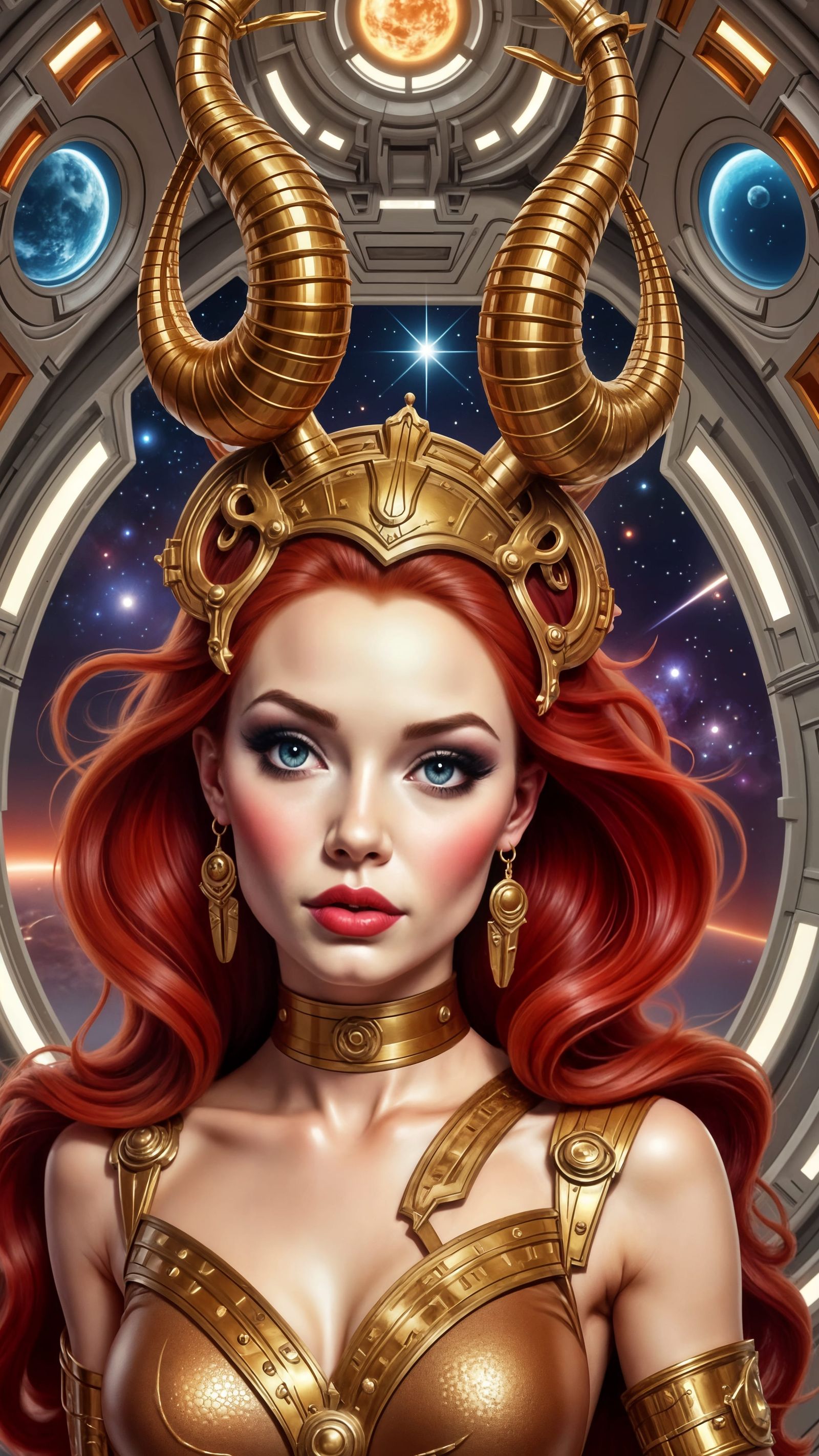 Cybernetic Space Queen with Horns