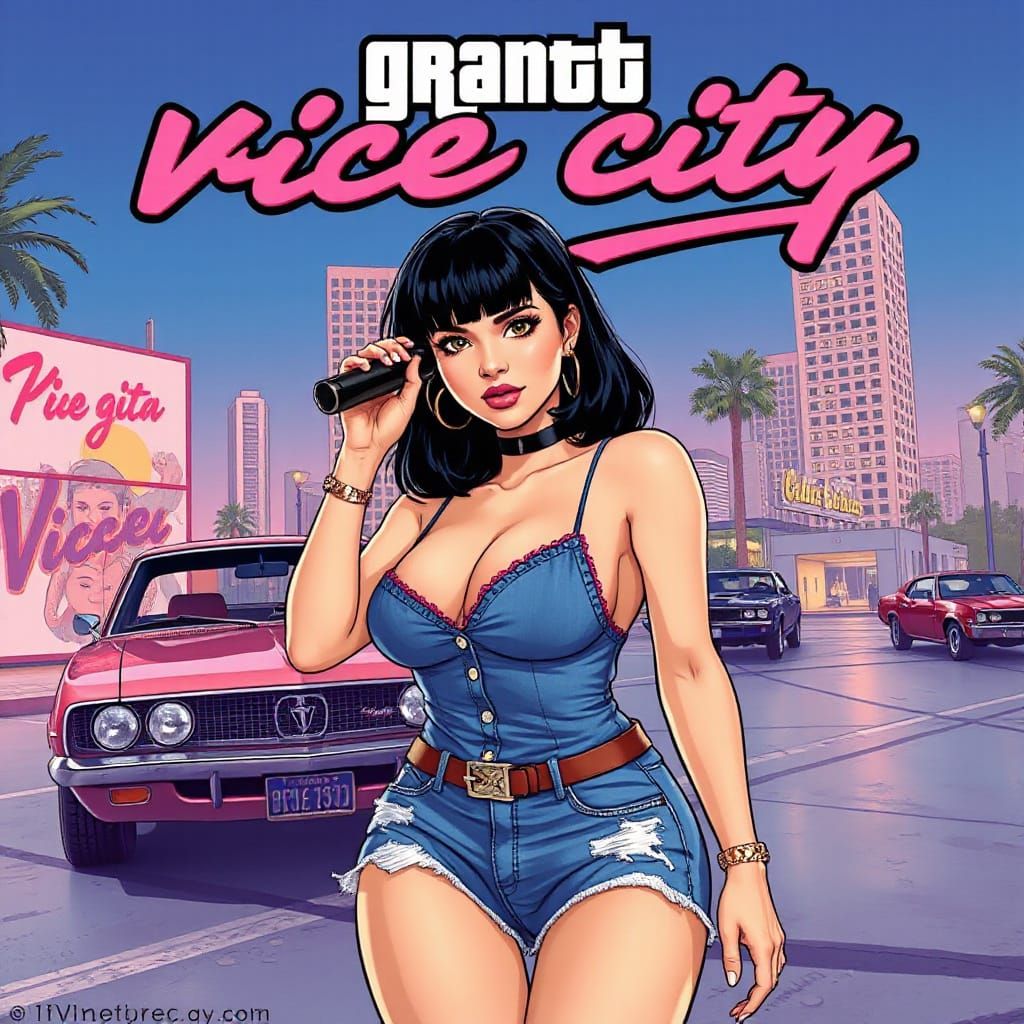 Retro Game Poster Girl in Pop Art Style