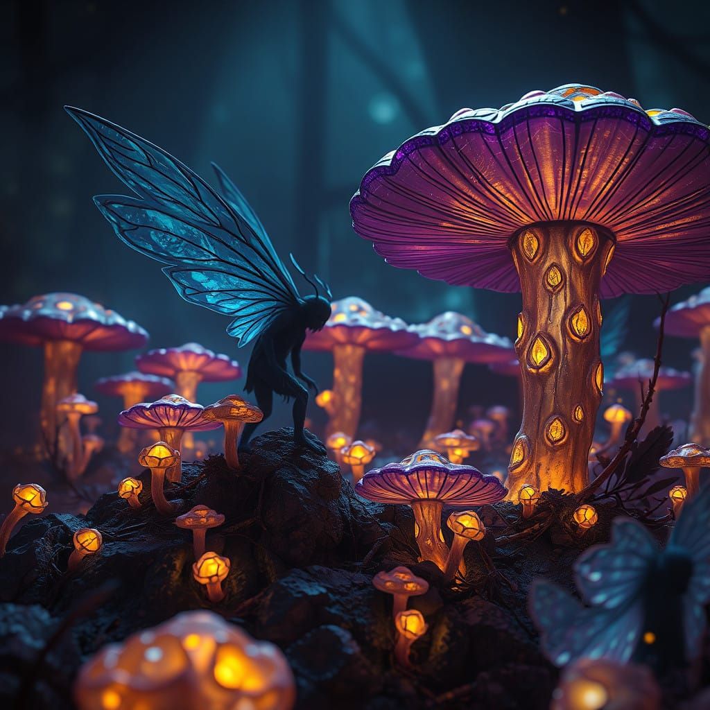 Ethereal Fey Realm: Majestic, Shimmering Forms in Glowing Mu...