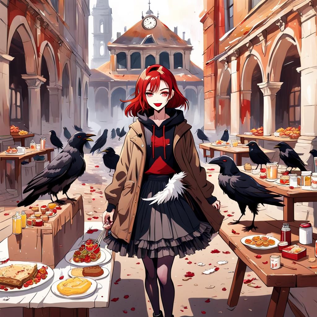 Girl in Pettiskirt by Ancient Building, Splash Art