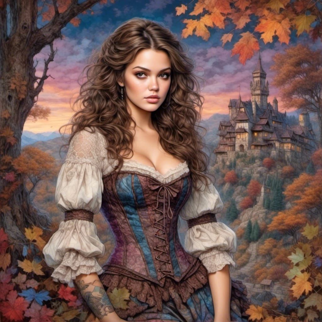 Patchwork Twilight Forest Portrait with Laced Corset