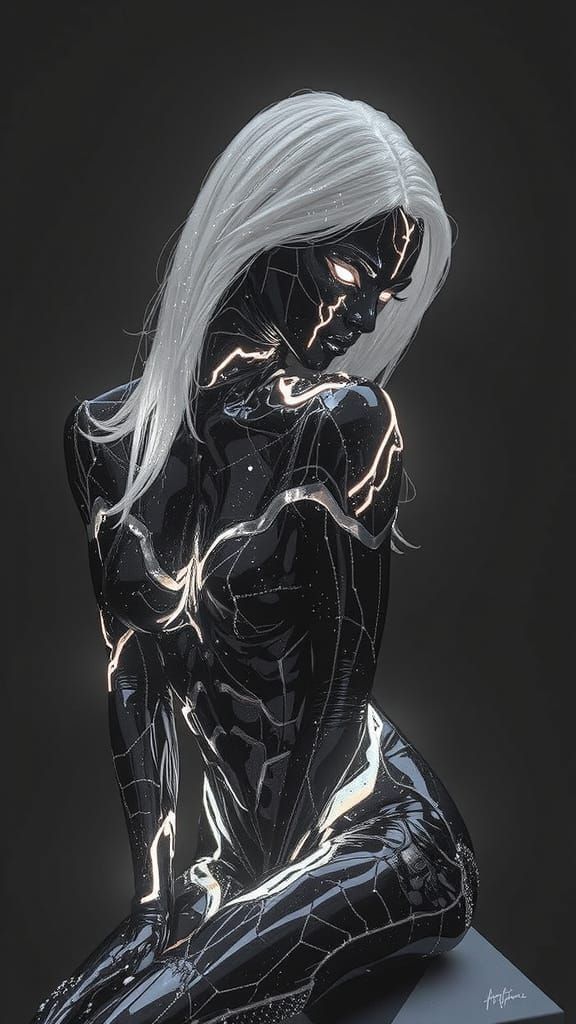 Ethereal Android Figure in Futuristic Digital Art
