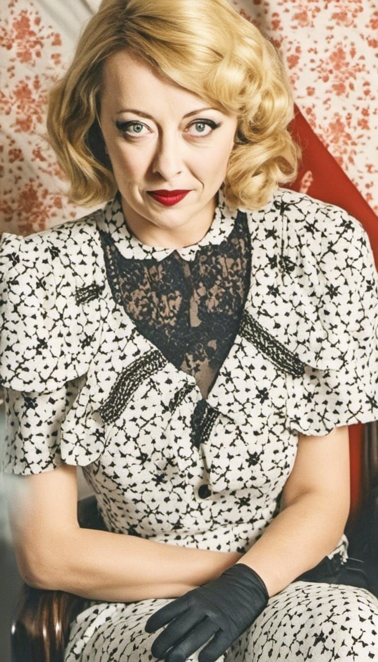 Vintage-Style Portrait with Wavy Hair and Bold Makeup