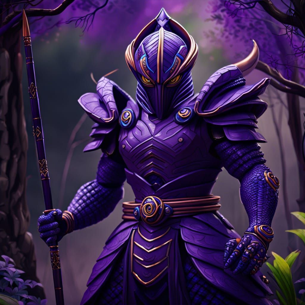 Arbok in Violet Samurai Armor, Fantasy Concept Art