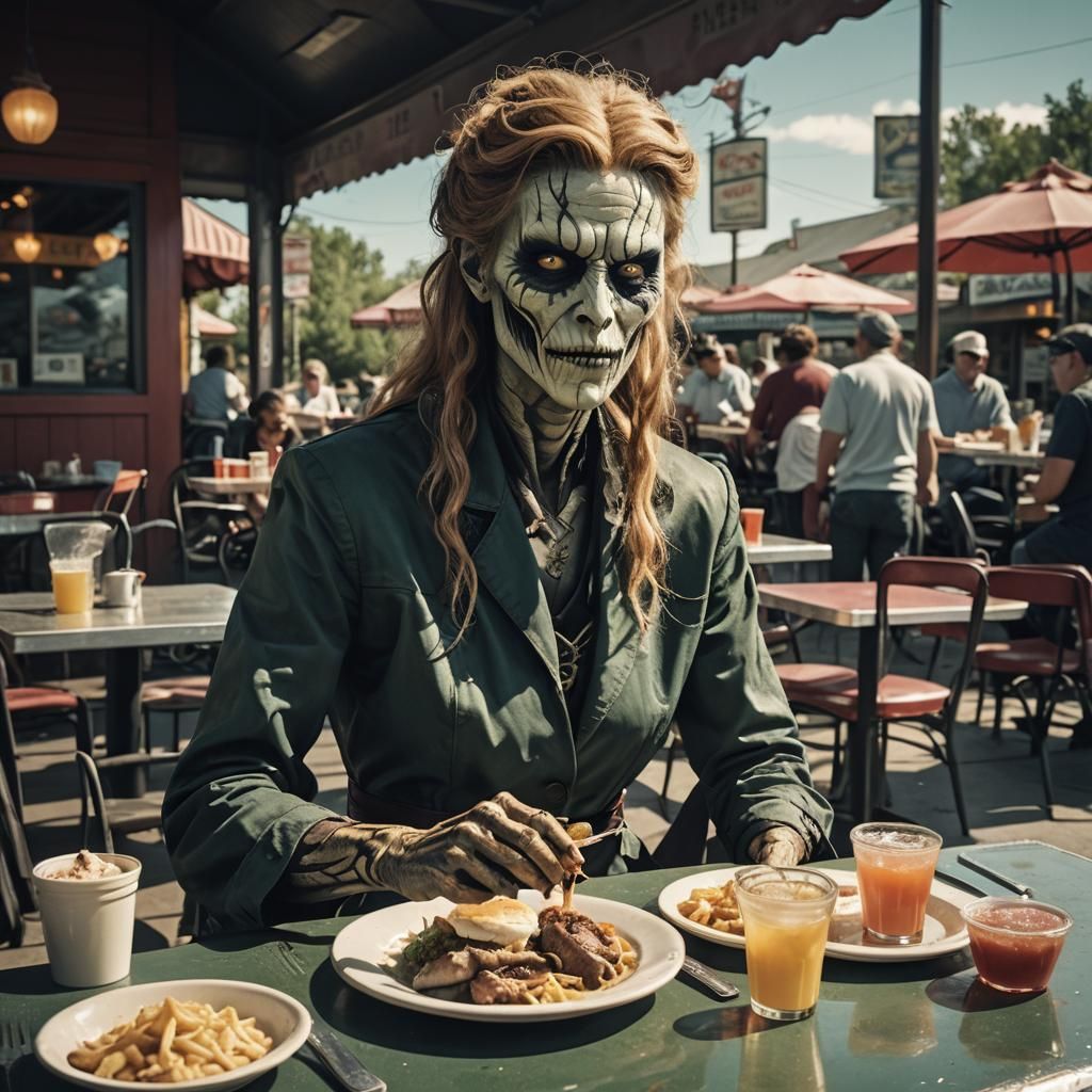 Banshee Lunch at Diner: Cinematic Film Still