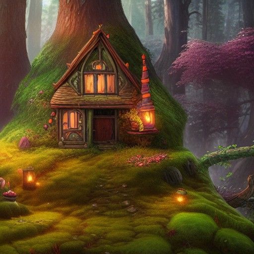 Magical Forest Gnome House: Fantasy Concept Art