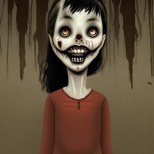 Creepy Girl in Haunted House, Junji Ito Style