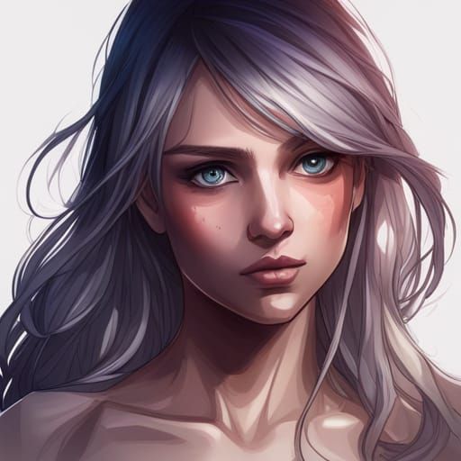 Blond Girl Portrait in Hyperdetailed Style