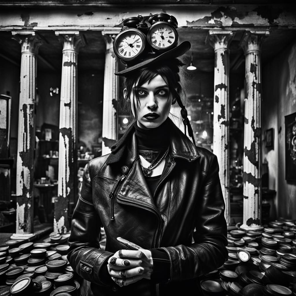 Cybergoth Model in Coffee Shop Art Exhibit