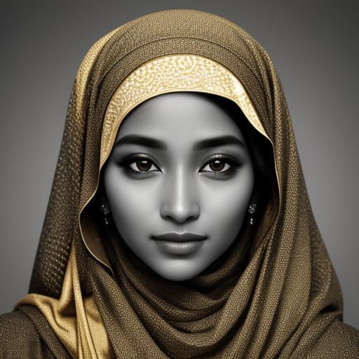 Intricate Gelatin Silver Print of Woman with Layered Texture...