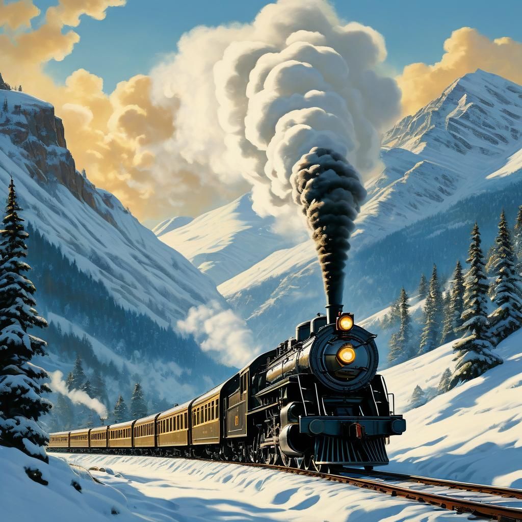 Vintage Steam Train Travel Poster Art