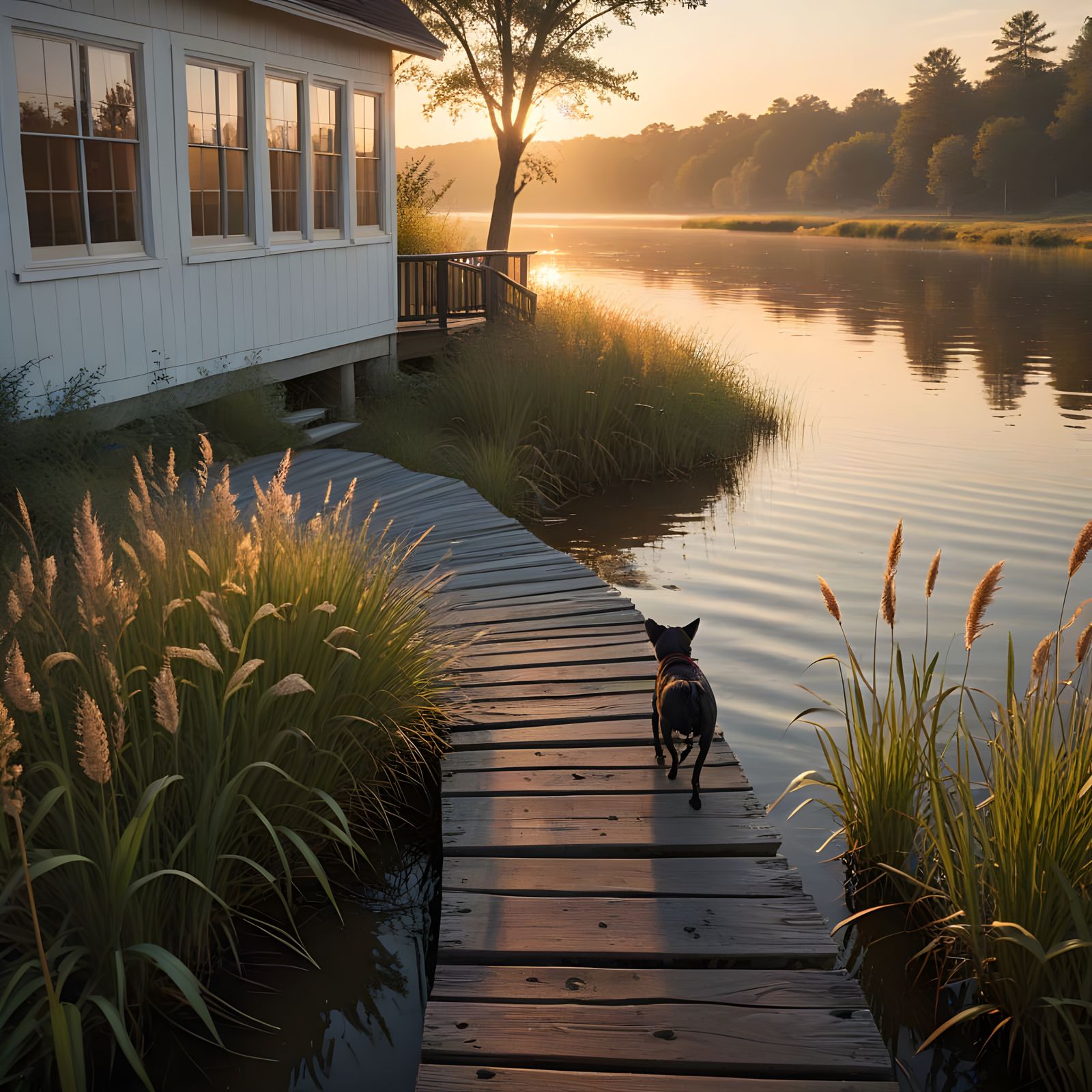 Serenity by the Lakeside in Warm Golden Light
