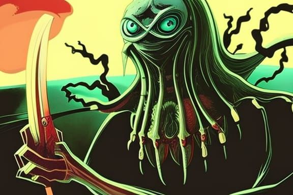 Sad Cthulhu Eats Curry: Hyperdetailed Matte Photography