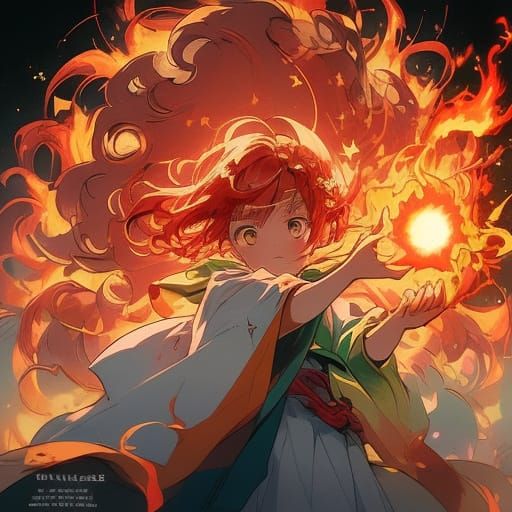 Fiery Female Monk Unleashes Ki Power in Anime-Inspired Art