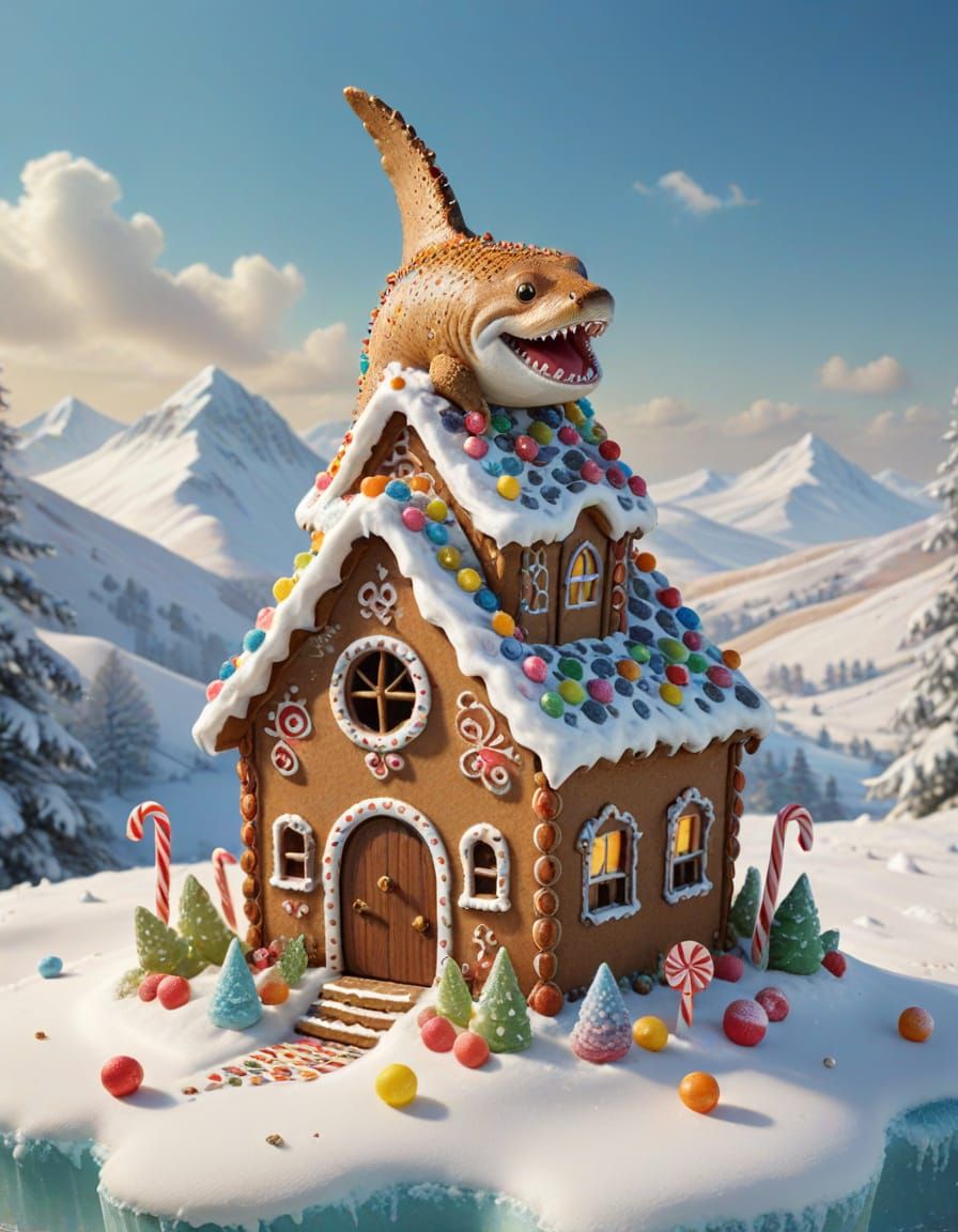 Gingerbread Shark Guards Icing Sea Fortress