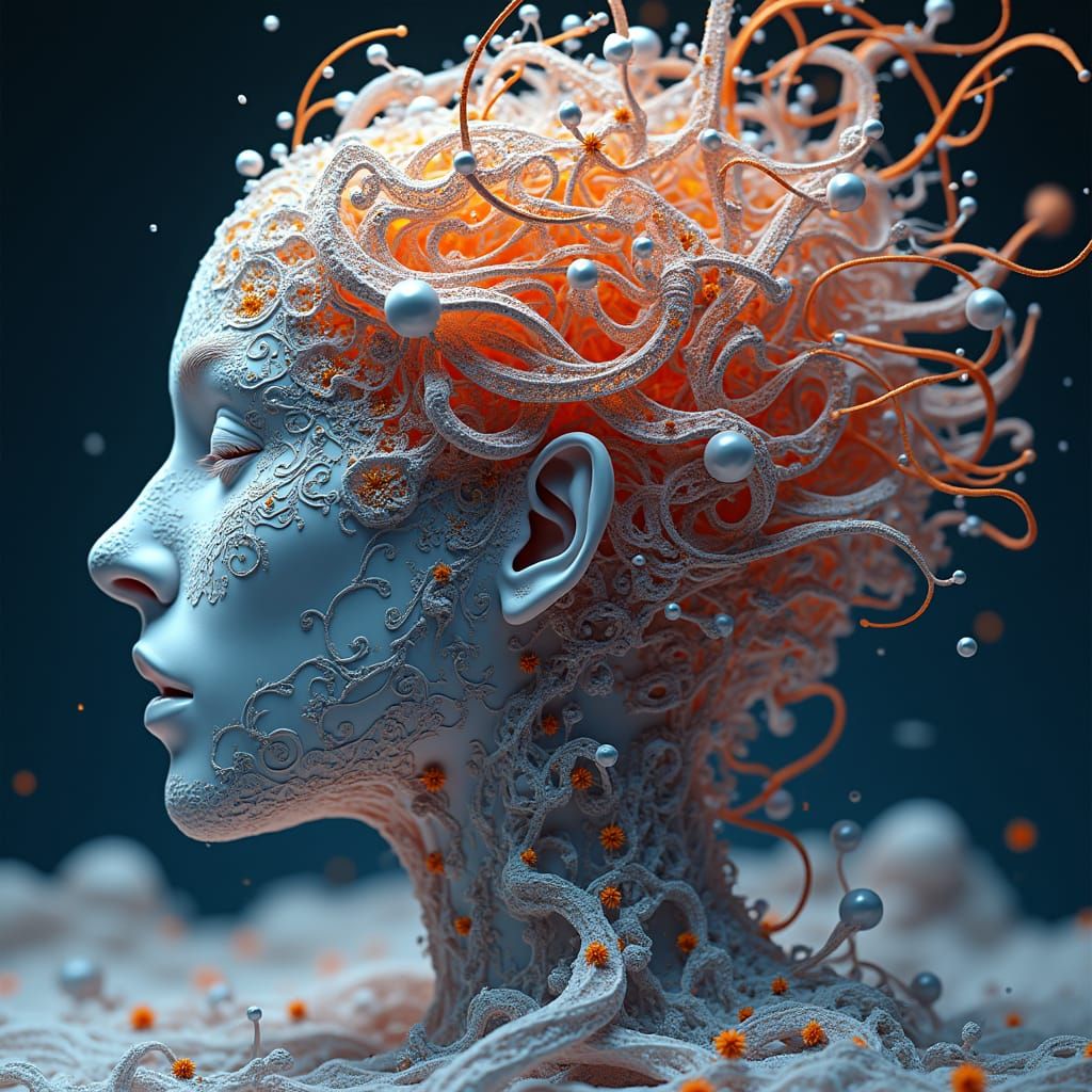 Abstract Entity of Creative Mind in Fractal Vector Style