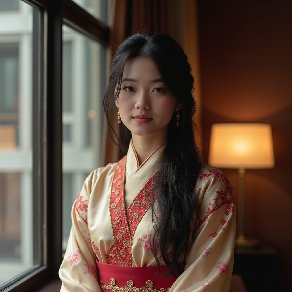 Hyper Realistic Photo of Asian Woman in Traditional Hong Kon...