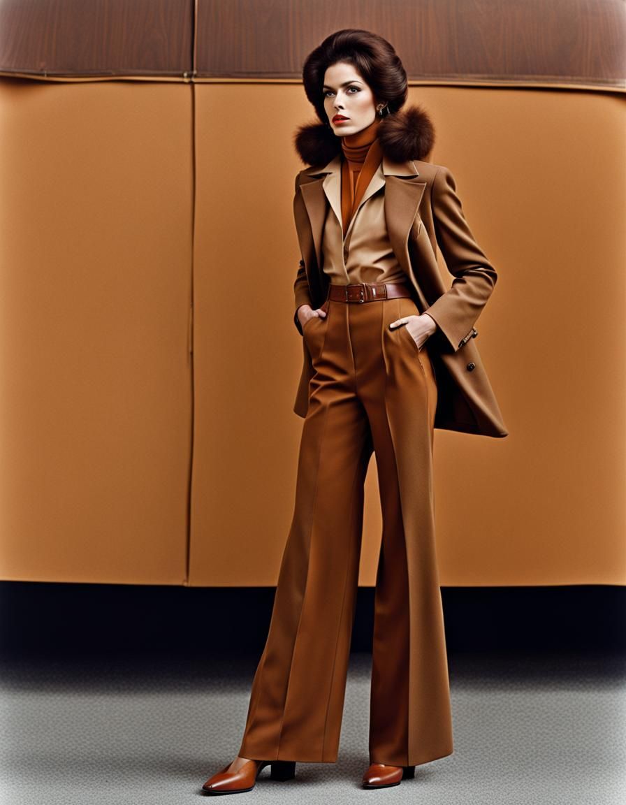 1970s Retro Fashion Model in Earth Tones